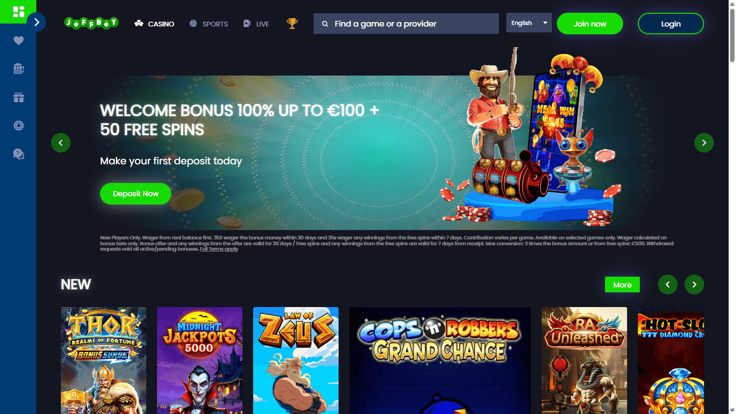 JeffBet Casino Desktop screenshot