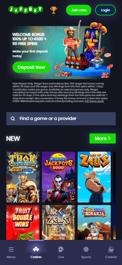 JeffBet Casino Mobile screenshot